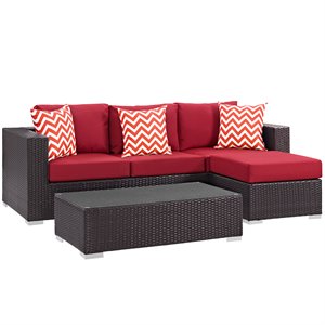 modway convene 3 piece wicker rattan patio sofa set eei-2364-exp