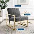 Modway Inspire Channel Tufted Performance Velvet Armchair in Charcoal