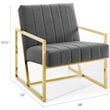 Modway Inspire Channel Tufted Performance Velvet Armchair in Charcoal