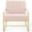 Modway Inspire Channel Tufted Performance Velvet Armchair in Pink