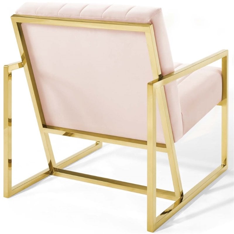 Modway Inspire Channel Tufted Performance Velvet Armchair in Pink