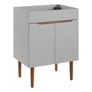 Modway Harvest 24&quot Mahogany Wood Bathroom Vanity Cabinet in Gray/Walnut