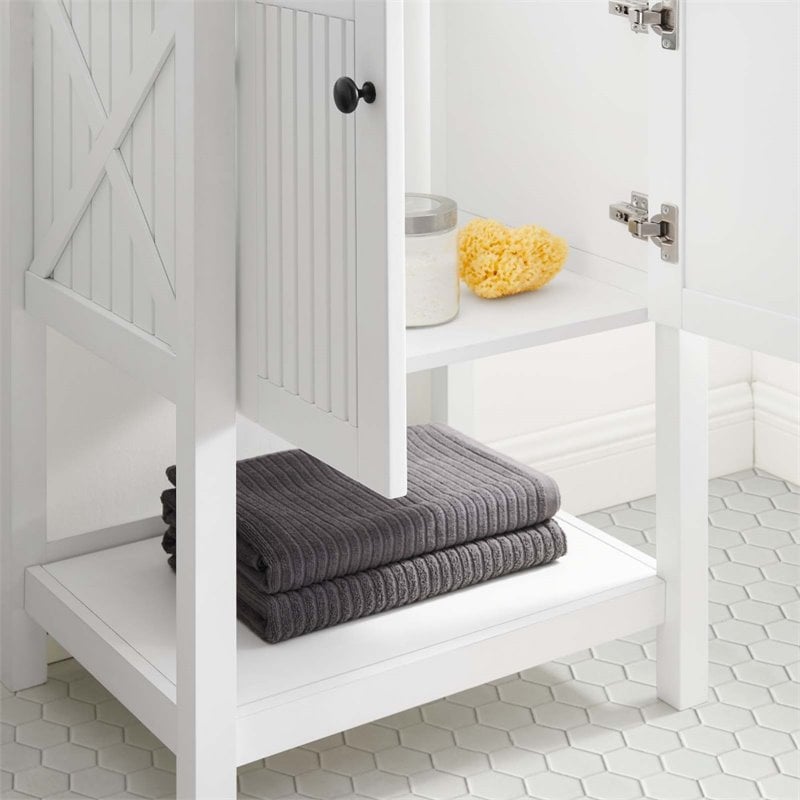 Modway Steam Soft-Close Doors Modern Wood Bathroom Vanity Cabinet in White