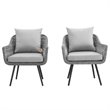 Modway Endeavor Modern Rattan Patio Arm Chair in Gray (Set of 2)