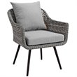 Modway Endeavor Modern Rattan Patio Arm Chair in Gray (Set of 2)