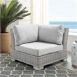 Modway Conway Modern Rattan & Fabric Outdoor Corner Chair in Light Gray