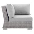 Modway Conway Modern Rattan & Fabric Outdoor Corner Chair in Light Gray