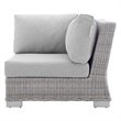 Modway Conway Modern Rattan & Fabric Outdoor Corner Chair in Light Gray