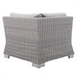 Modway Conway Modern Rattan & Fabric Outdoor Corner Chair in Light Gray