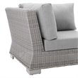 Modway Conway Modern Rattan & Fabric Outdoor Corner Chair in Light Gray
