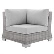 Modway Conway Modern Rattan & Fabric Outdoor Corner Chair in Light Gray