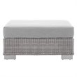 Modway Conway Modern Rattan & Fabric Outdoor Ottoman in Light Gray