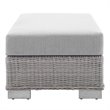 Modway Conway Modern Rattan & Fabric Outdoor Ottoman in Light Gray