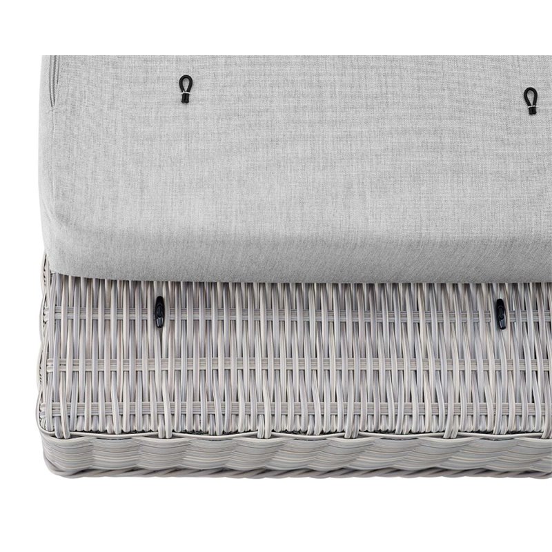 Modway Conway Modern Rattan & Fabric Outdoor Ottoman in Light Gray