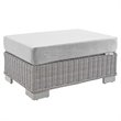 Modway Conway Modern Rattan & Fabric Outdoor Ottoman in Light Gray