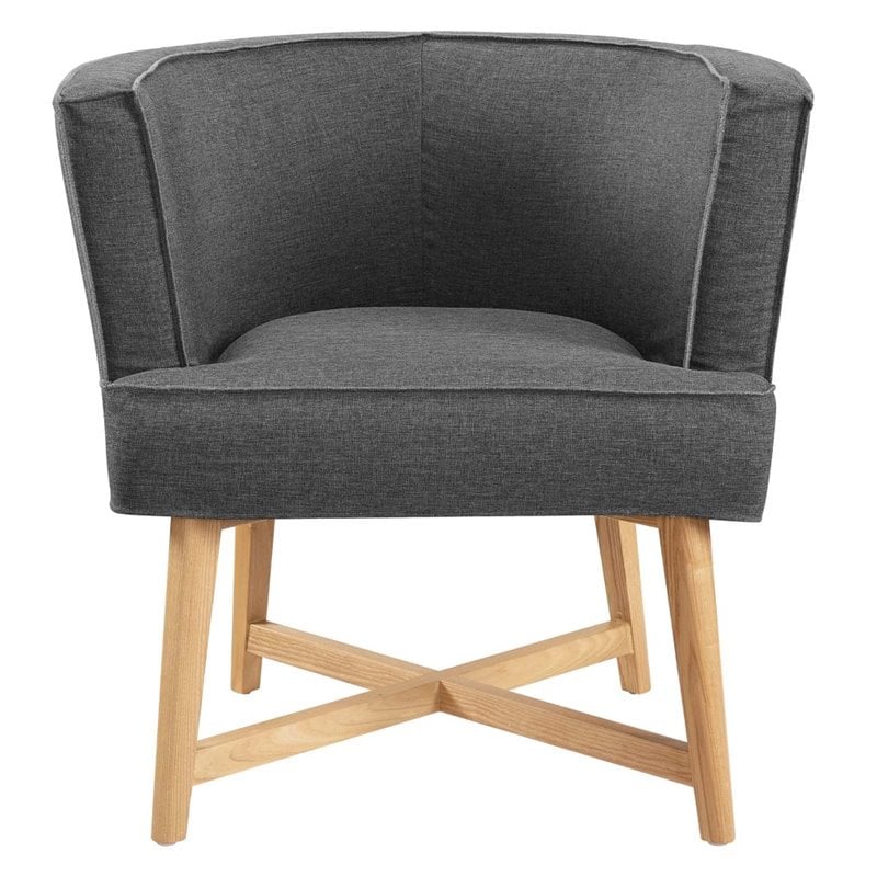 Modway Anders Polyester Fabric and Ash Wood Accent Chair in Gray