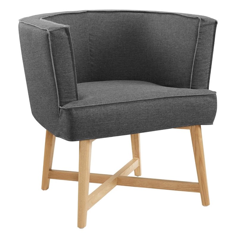 Modway Anders Polyester Fabric and Ash Wood Accent Chair in Gray