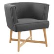 Modway Anders Polyester Fabric and Ash Wood Accent Chair in Gray