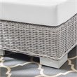 Modway Conway Modern Rattan & Fabric Outdoor Ottoman in Light Gray/White