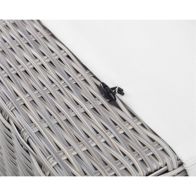 Modway Conway Modern Rattan & Fabric Outdoor Ottoman in Light Gray/White