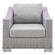 Modway Conway Modern Rattan & Fabric Outdoor Armchair in Light Gray