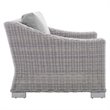 Modway Conway Modern Rattan & Fabric Outdoor Armchair in Light Gray