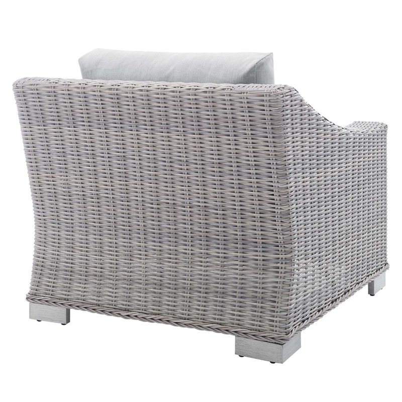 Modway Conway Modern Rattan & Fabric Outdoor Armchair in Light Gray