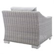 Modway Conway Modern Rattan & Fabric Outdoor Armchair in Light Gray