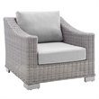 Modway Conway Modern Rattan & Fabric Outdoor Armchair in Light Gray