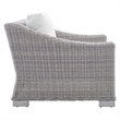 Modway Conway Modern Rattan & Fabric Outdoor Armchair in Light Gray/White