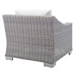 Modway Conway Modern Rattan & Fabric Outdoor Armchair in Light Gray/White