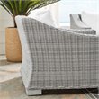 Modway Conway Modern Rattan & Fabric Outdoor Armchair in Light Gray/White