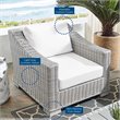 Modway Conway Modern Rattan & Fabric Outdoor Armchair in Light Gray/White
