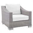 Modway Conway Modern Rattan & Fabric Outdoor Armchair in Light Gray/White