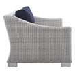 Modway Conway Modern Rattan & Fabric Outdoor Loveseat in Navy/Light Gray