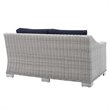 Modway Conway Modern Rattan & Fabric Outdoor Loveseat in Navy/Light Gray