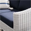 Modway Conway Modern Rattan & Fabric Outdoor Loveseat in Navy/Light Gray