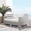 Modway Conway Modern Rattan & Fabric Outdoor Loveseat in White