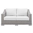 Modway Conway Modern Rattan & Fabric Outdoor Loveseat in White