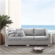 Modway Conway Modern Rattan & Fabric Outdoor Sofa in Light Gray