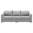 Modway Conway Modern Rattan & Fabric Outdoor Sofa in Light Gray