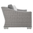 Modway Conway Modern Rattan & Fabric Outdoor Sofa in Light Gray