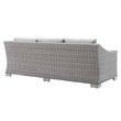 Modway Conway Modern Rattan & Fabric Outdoor Sofa in Light Gray