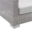Modway Conway Modern Rattan & Fabric Outdoor Sofa in Light Gray