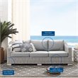 Modway Conway Modern Rattan & Fabric Outdoor Sofa in Light Gray