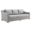 Modway Conway Modern Rattan & Fabric Outdoor Sofa in Light Gray