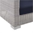 Modway Conway Modern Rattan & Fabric Outdoor Sofa in Navy/Light Gray