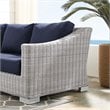 Modway Conway Modern Rattan & Fabric Outdoor Sofa in Navy/Light Gray