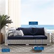 Modway Conway Modern Rattan & Fabric Outdoor Sofa in Navy/Light Gray