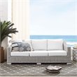 Modway Conway Modern Rattan & Fabric Outdoor Sofa in White/Light Gray